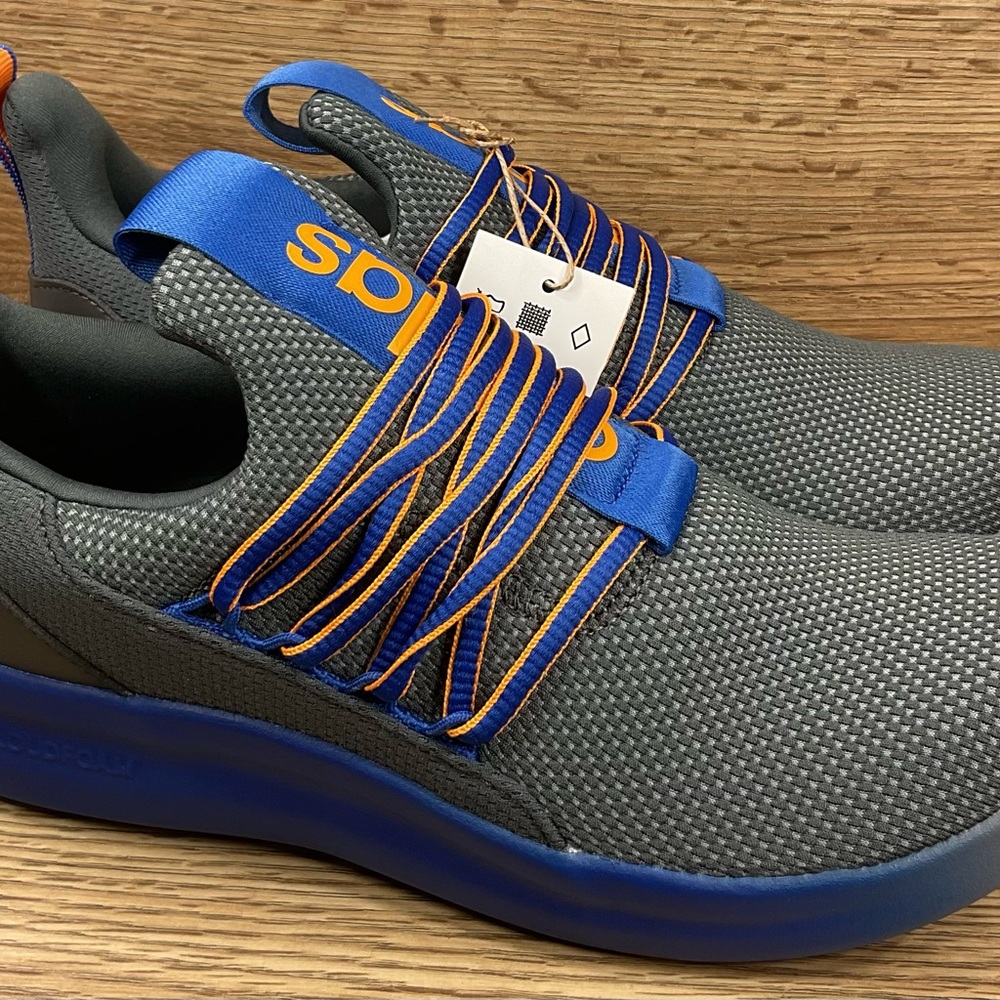 Size 5 (GS) - Adidas Lite Racer Adapt 7.0 K Gray with Blue and Orange